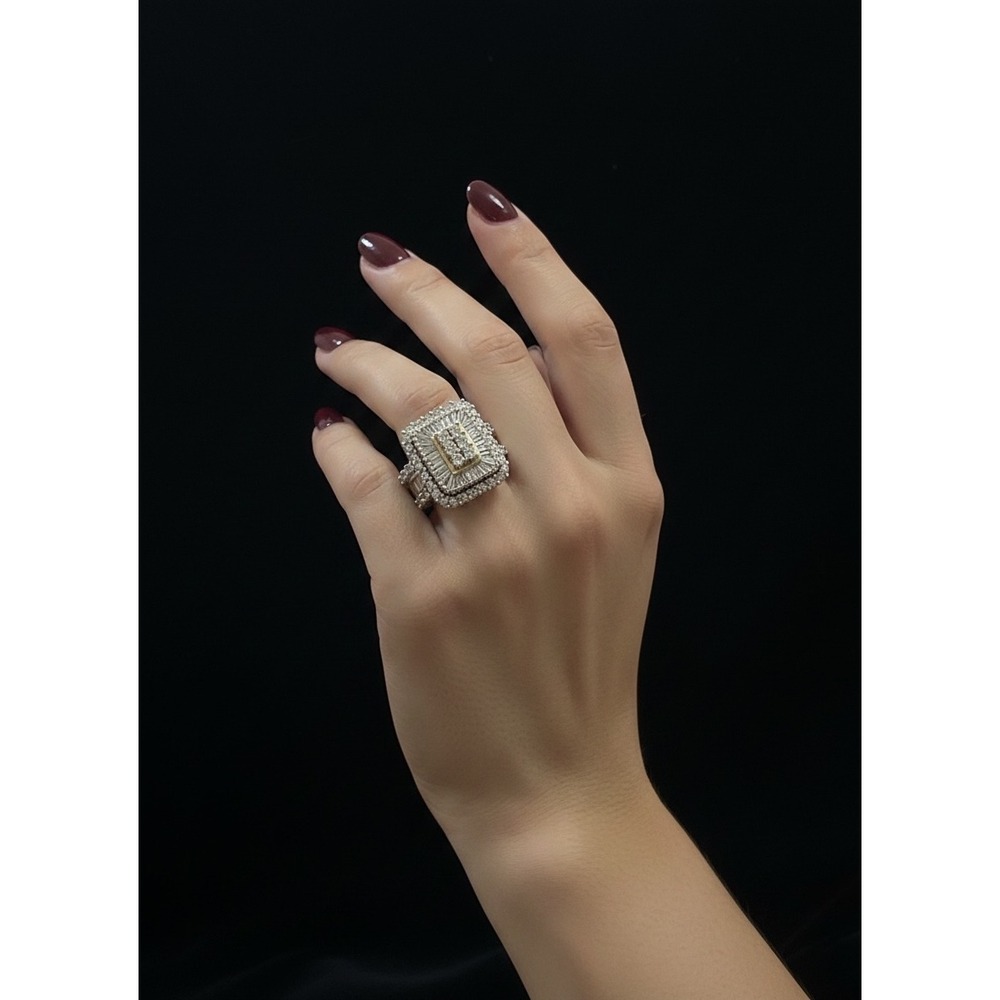 JTV SJD 9.25 Sterling Silver CZ Cluster Round Baguettes Ring Size 5